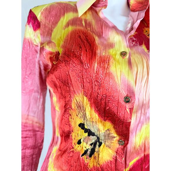 Vintage Roberto Cavalli 2004 crinkle silk blouse size S - Picture 3 of 8